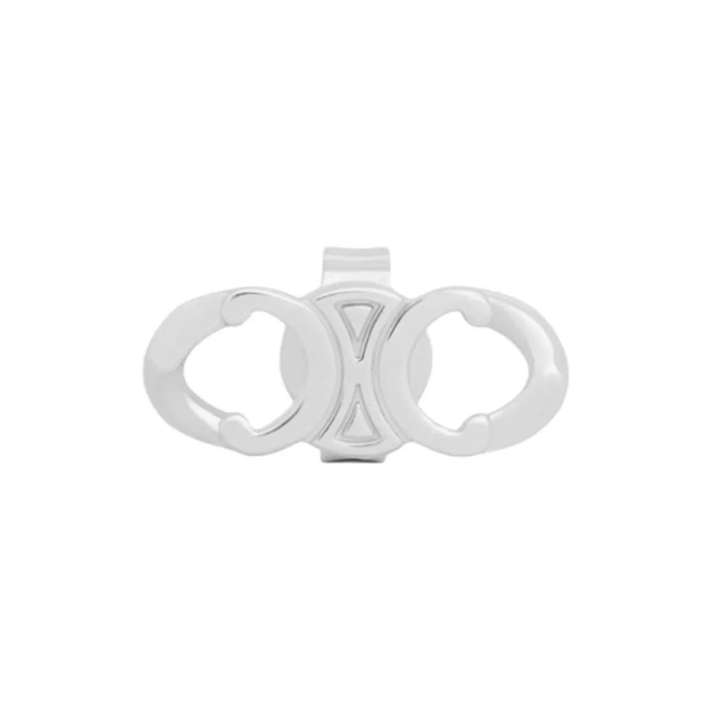 CELINE Brass Earrings Men's Silver