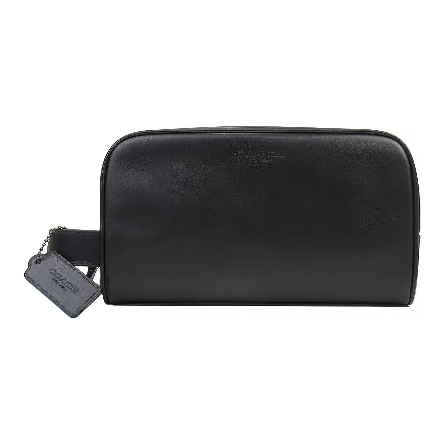 COACH Travel Kit Smooth Leather Travel Bag, Toiletry Bag, Makeup Bag, Clutch Unisex Black