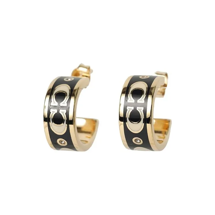 COACH Brass Plated, Enamel, Glass Earrings Women's Gold, Black