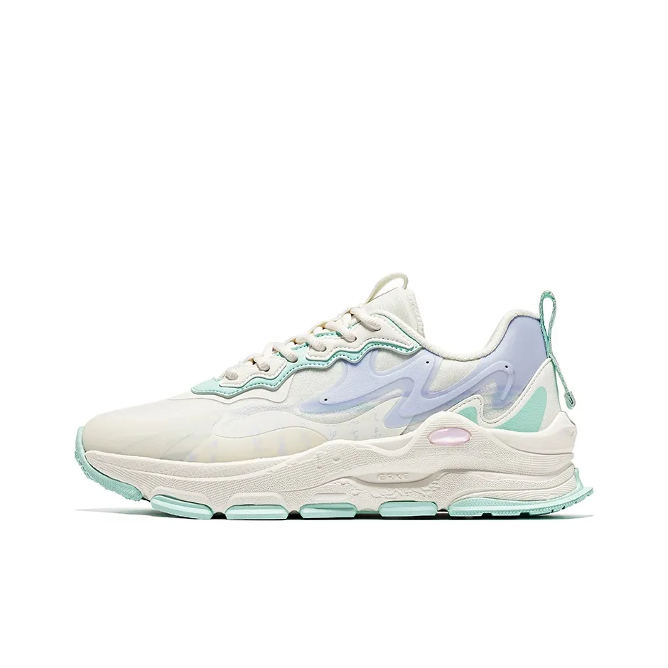 Erke Sora River Anti-Slip Wear-Resistant Low-Top Sports Casual Shoes Women's White Green