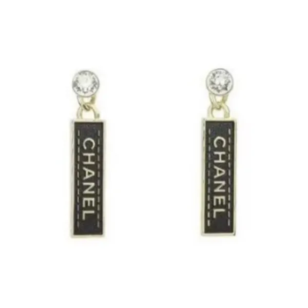 CHANEL Metal Earrings Women's Black/Gold