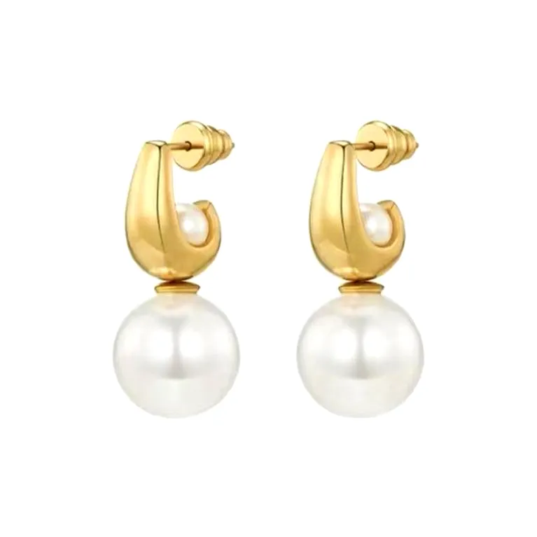 SHARK BABY Искусственная жемчужина Серьги-кольца Girlfriend Признание в любви Подарочный набор Женские Золотой