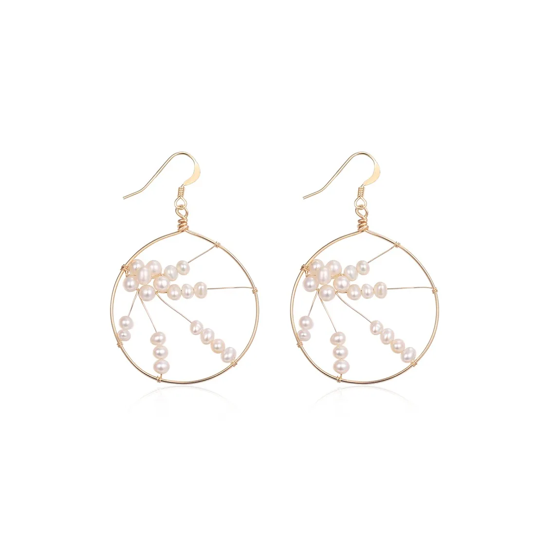 COCOKIM Серьги с пресноводным жемчугом женские золотые