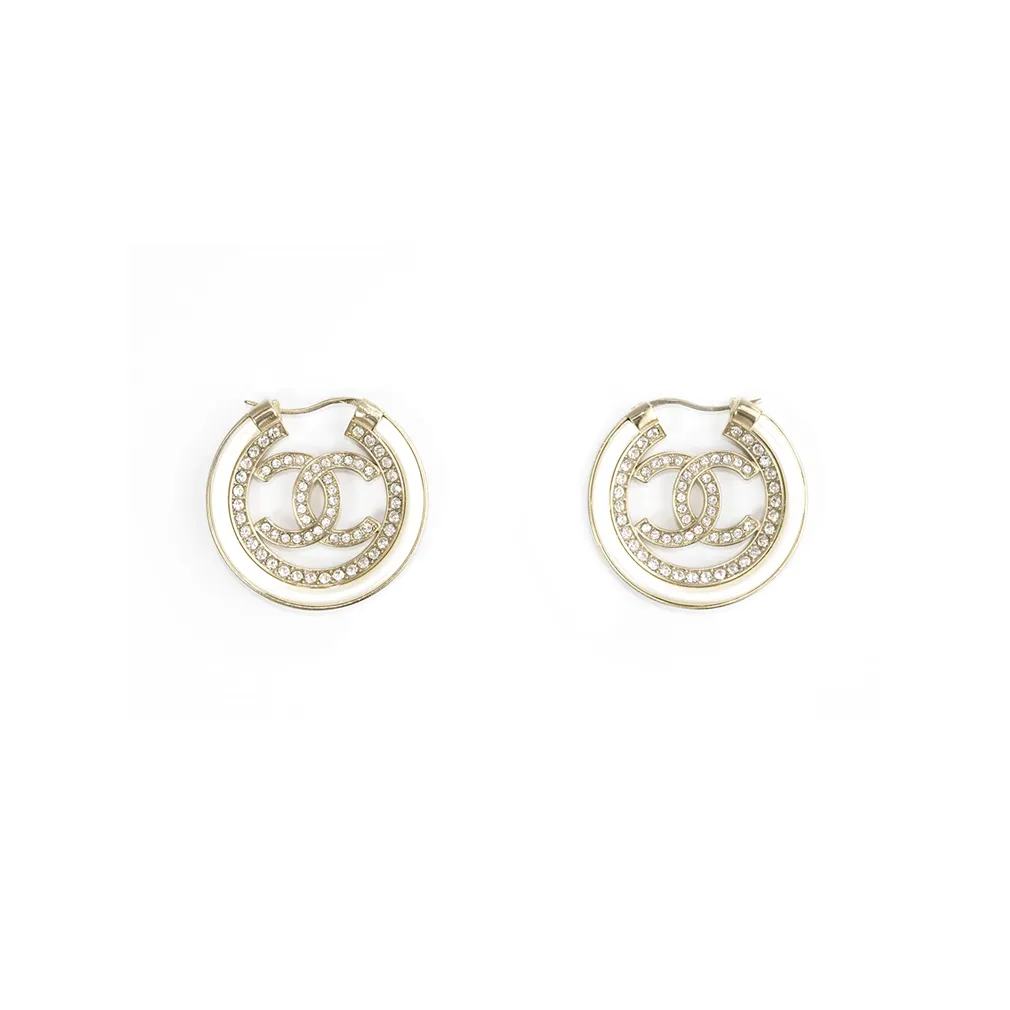 CHANEL Earrings Women's Gold/Pearl White