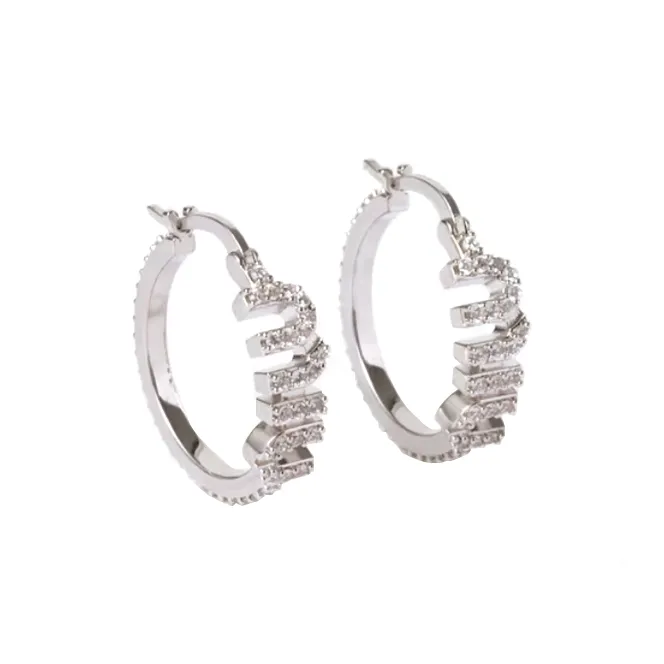 MIU MIU Metal, Artificial Faux Crystal Earrings Women's Silver