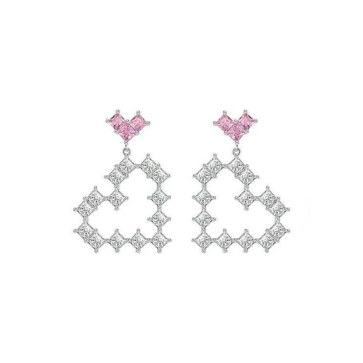 Abyb Charming Синтетический Кубический Цирконий Стразы Серьги Серебро/Розовый Женские