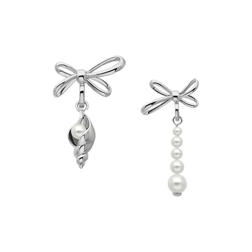 Juunngle Lab Swarovski Серьги с жемчугом Белый, золотой 1 пара Женские