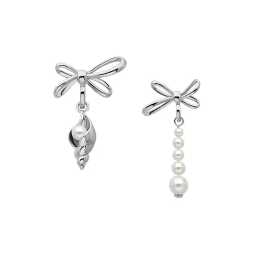 Juunngle Lab Swarovski Серьги с жемчугом Белый, золотой 1 пара Женские
