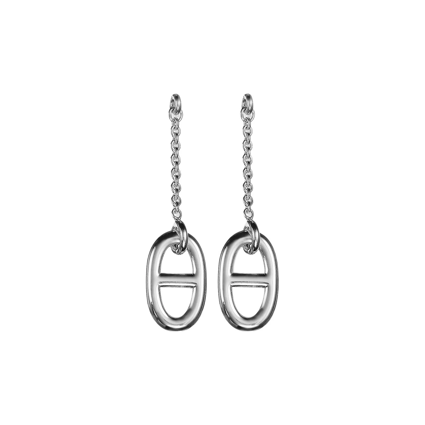HERMES 925 Sterling Silver Earrings Women's Silver