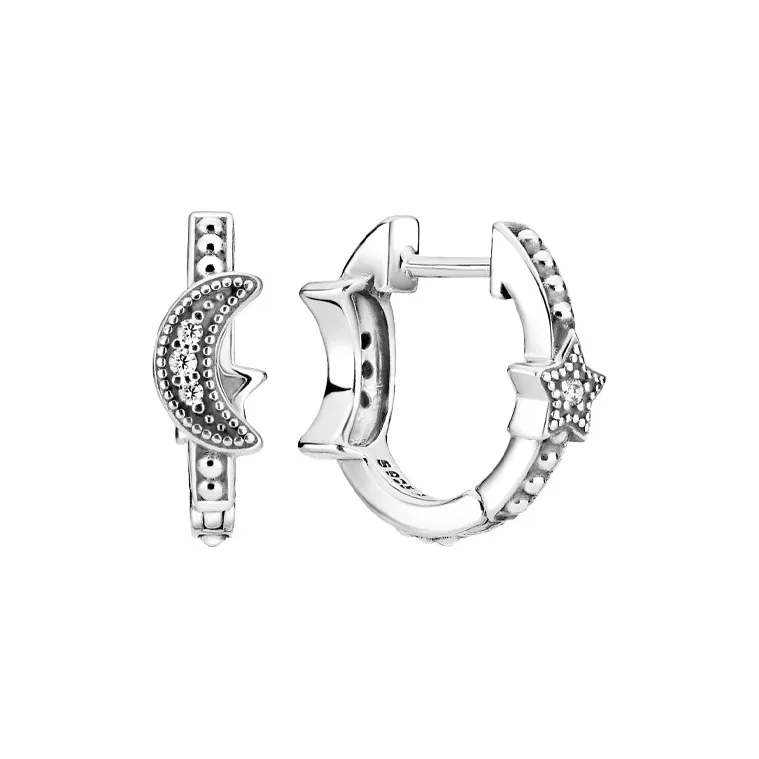 Pandora 925 Sterling Silver Earrings Women's Silver White