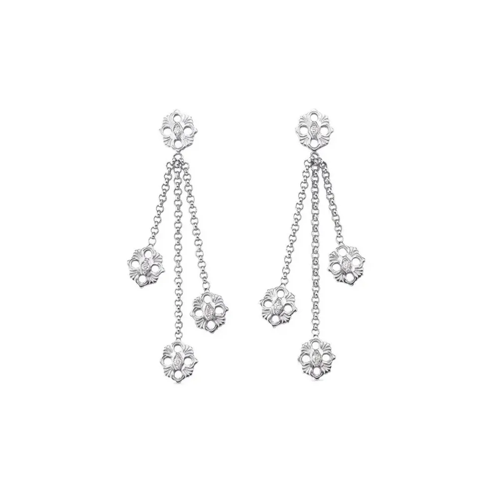 BUCCELLATI 18K White Gold, Diamond Earrings Unisex Silver
