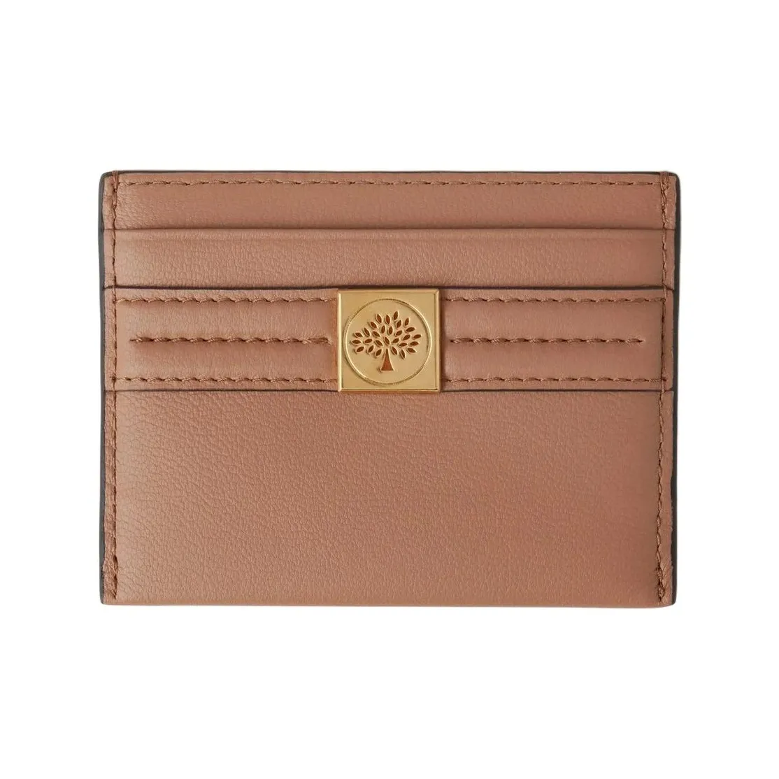 Mulberry Grained Leather Credit Card Holder Card Case Women's Light Brown