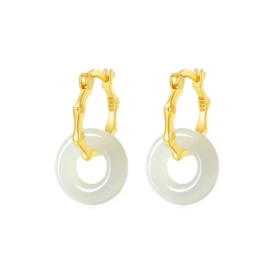 Mrs. Song Hetian Jade Earrings Women's