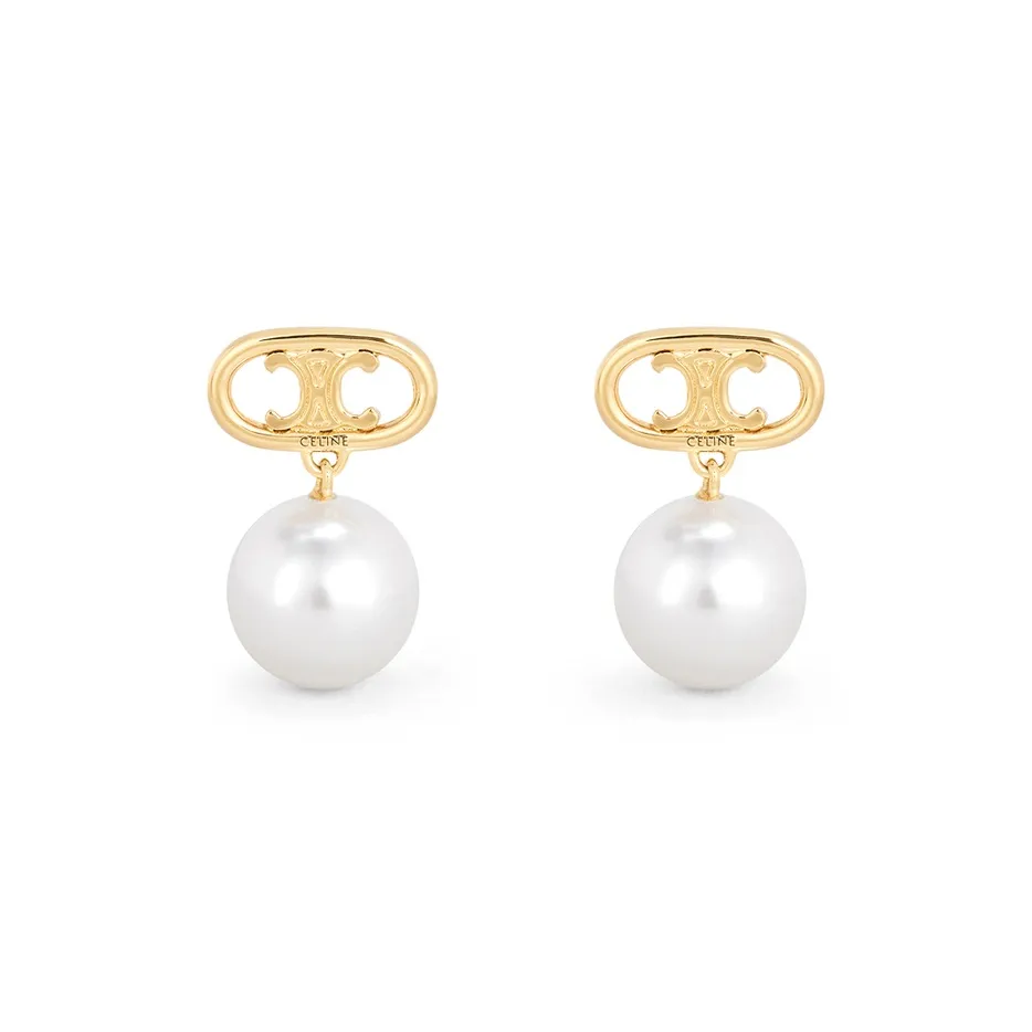 CELINE Les Perles CELINE Earrings In Brass With Gold Finish And Glass Pearls
