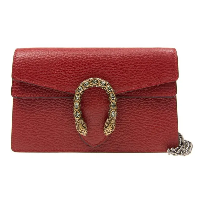 GUCCI Dionysus Leather Crossbody Bag Shoulder Bag Women's Red