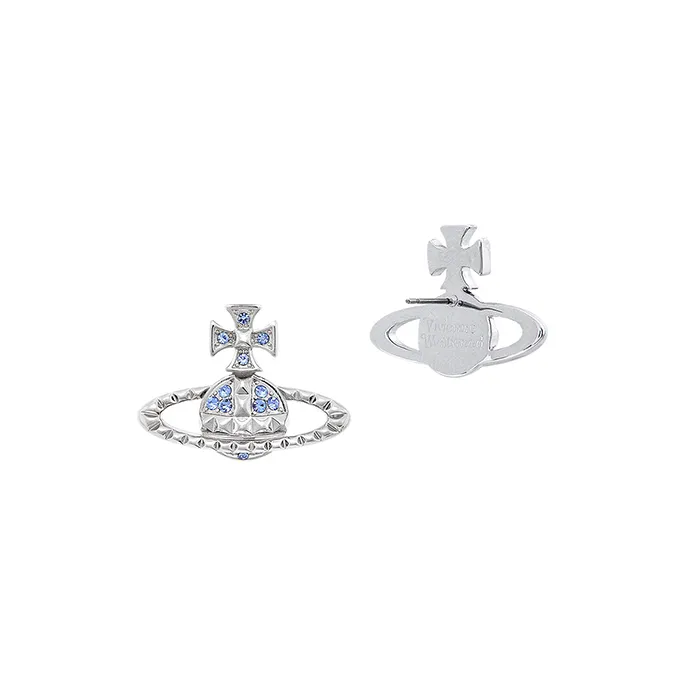 Вивьен Вествуд Brass Earrings Женские Синий бриллиант Серебряный