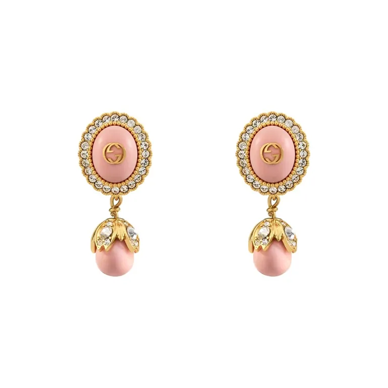 GUCCI Interlocking Resin Earrings Women's Pink
