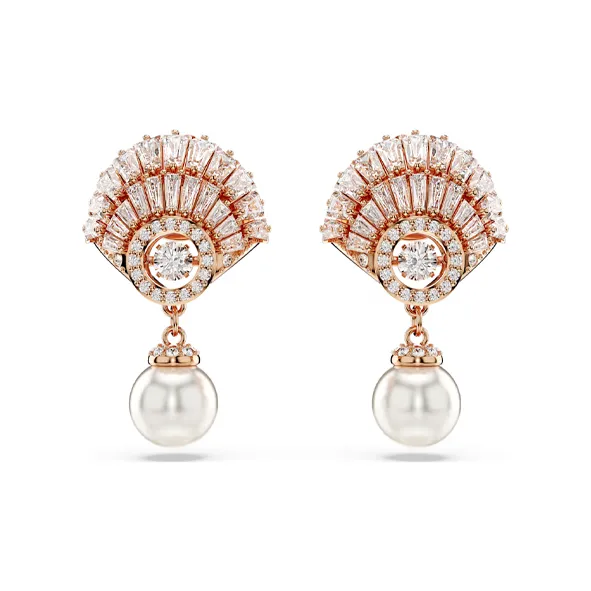 Swarovski Синтетический кубический цирконий покрытие из розового золота искусственный кристалл искусственная жемчужина серьги Women's White