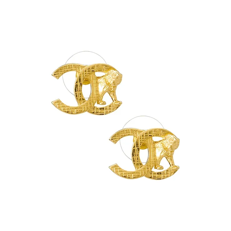 CHANEL Metal Earrings Women's Gold