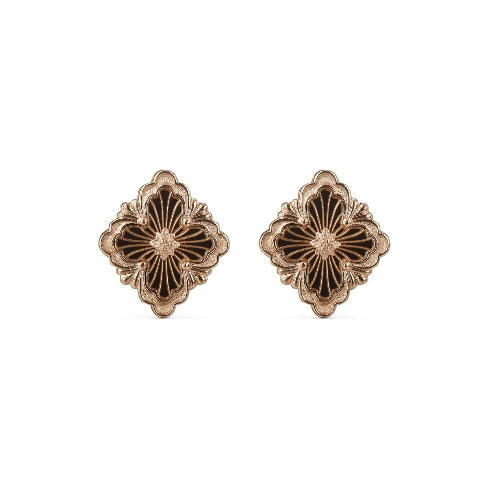 BUCCELLATI Onyx Earrings Women's Rose Gold