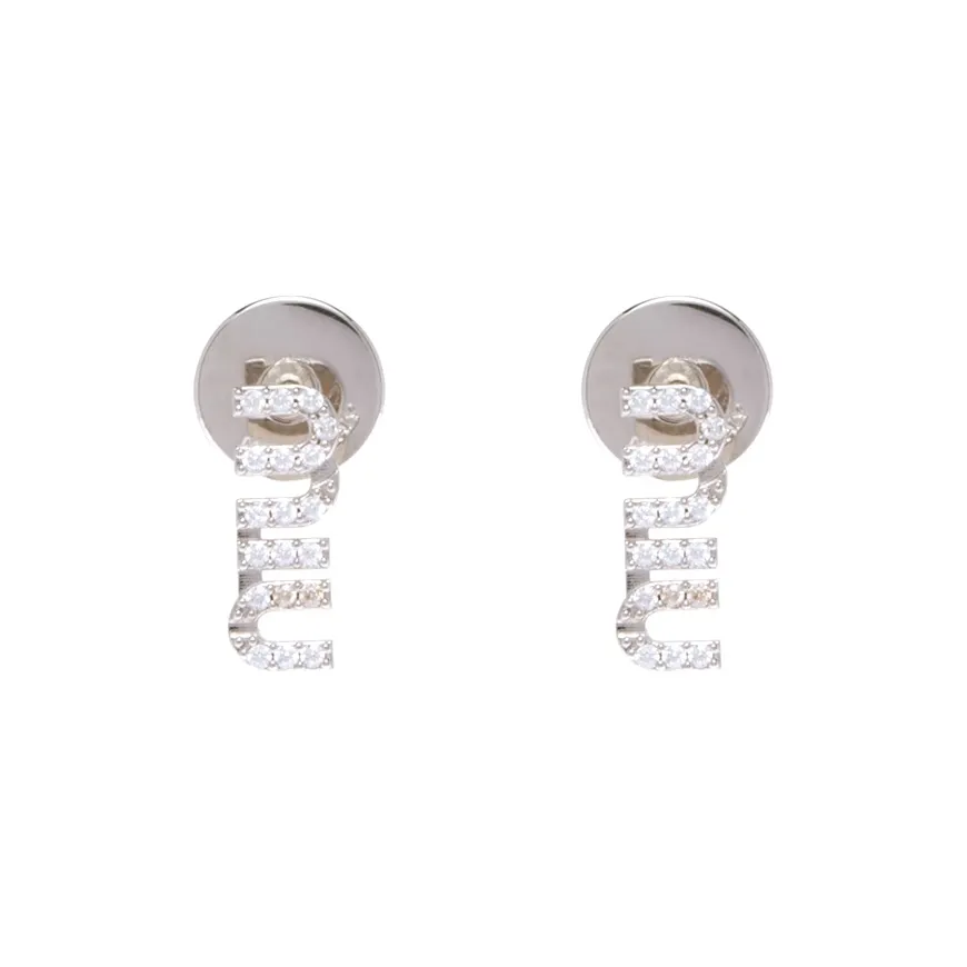 MIU MIU Logo Crystal Embellished Earrings