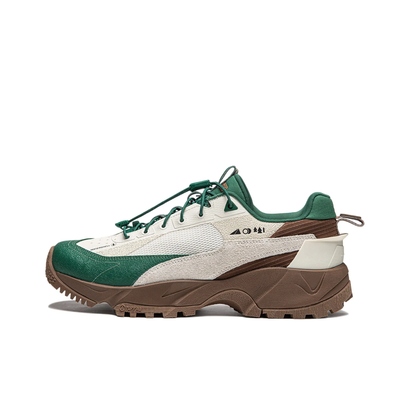 LiNing CF Hiking Pro Shock absorbing And Waterproof Low Top Casual Shoes Men's White Green Brown