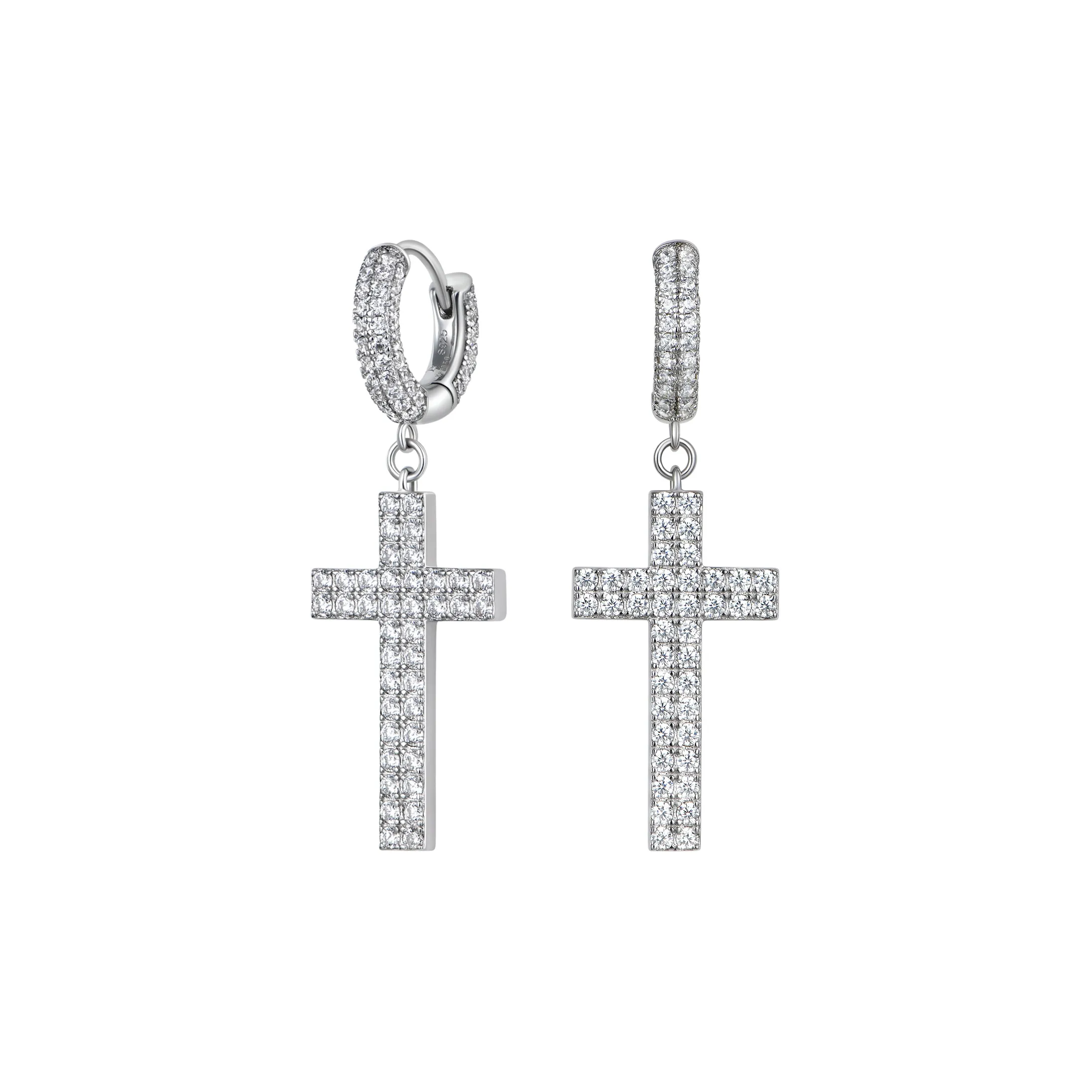 APORRO 925 Sterling Silver With Zircon Minimalist Style Versatile Hoop Earrings Unisex Gold/White Gold/Black Gold