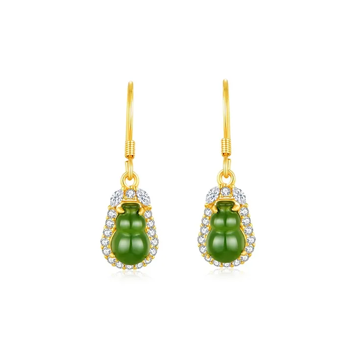 Emerald Dynasty S925 Silver Hetian Jade Earrings Women's