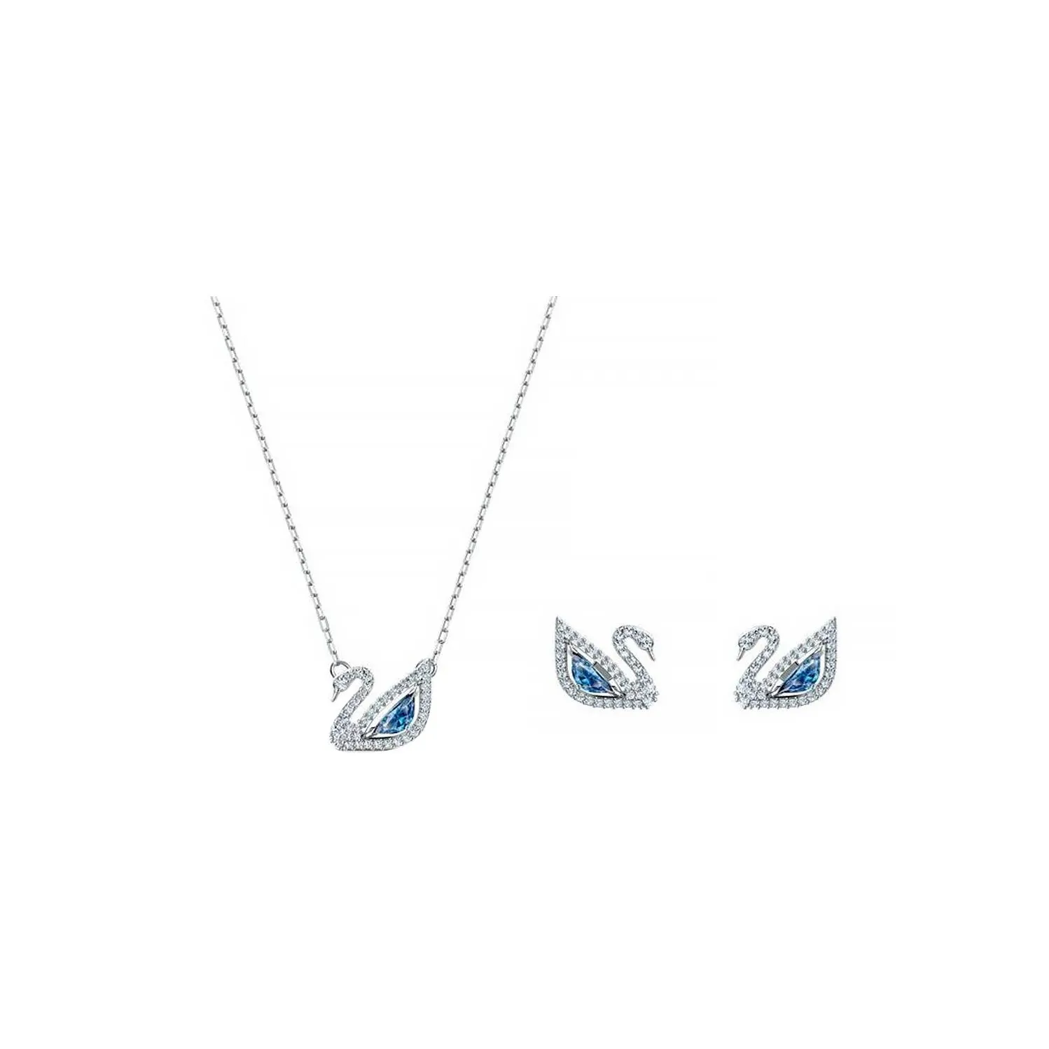 Swarovski Rhodium-Plated Necklace Hoop Earrings Set Women's