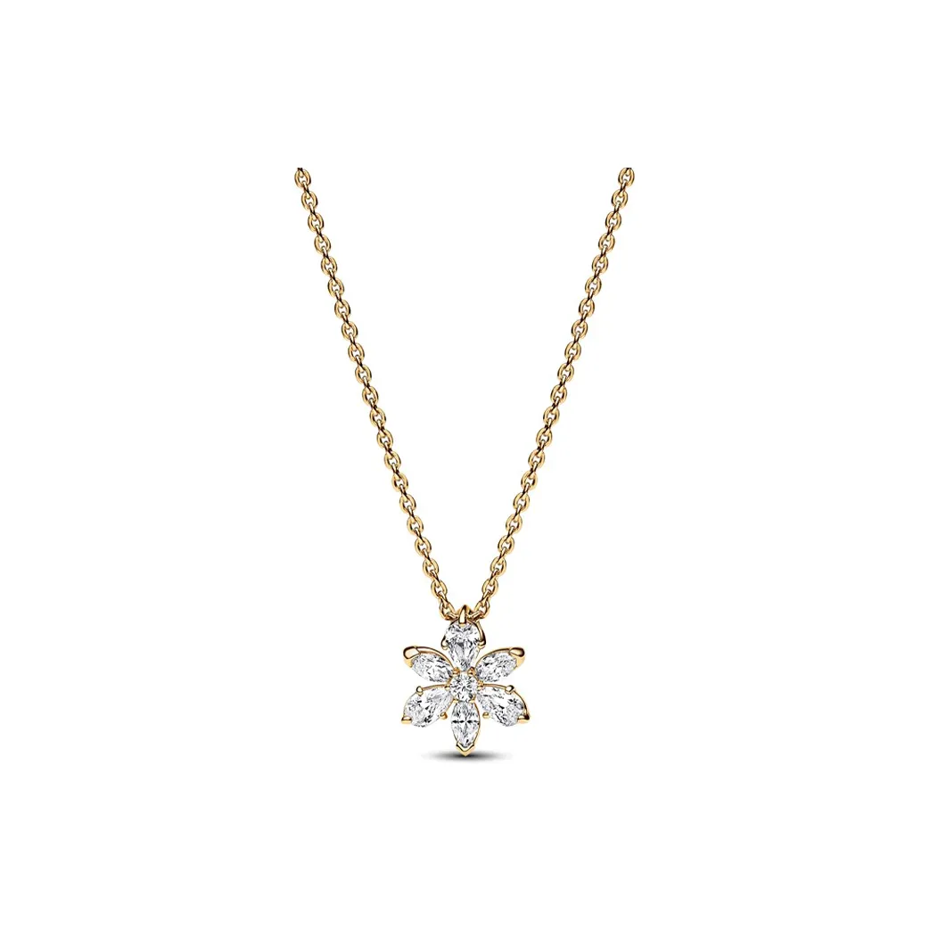 Pandora Cubic Zirconia 14K Gold Plated Metal Necklaces Women's Gold