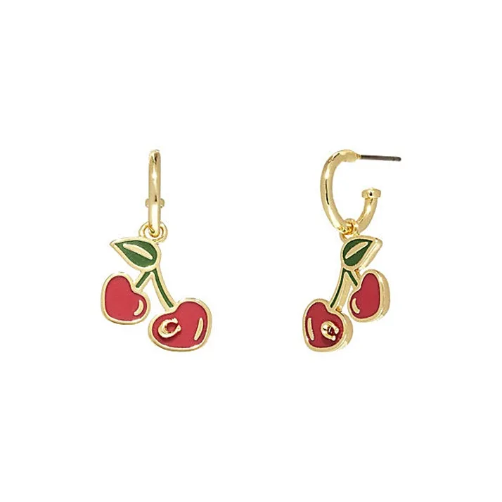 COACH Hoop Earrings Women's Gold/Red