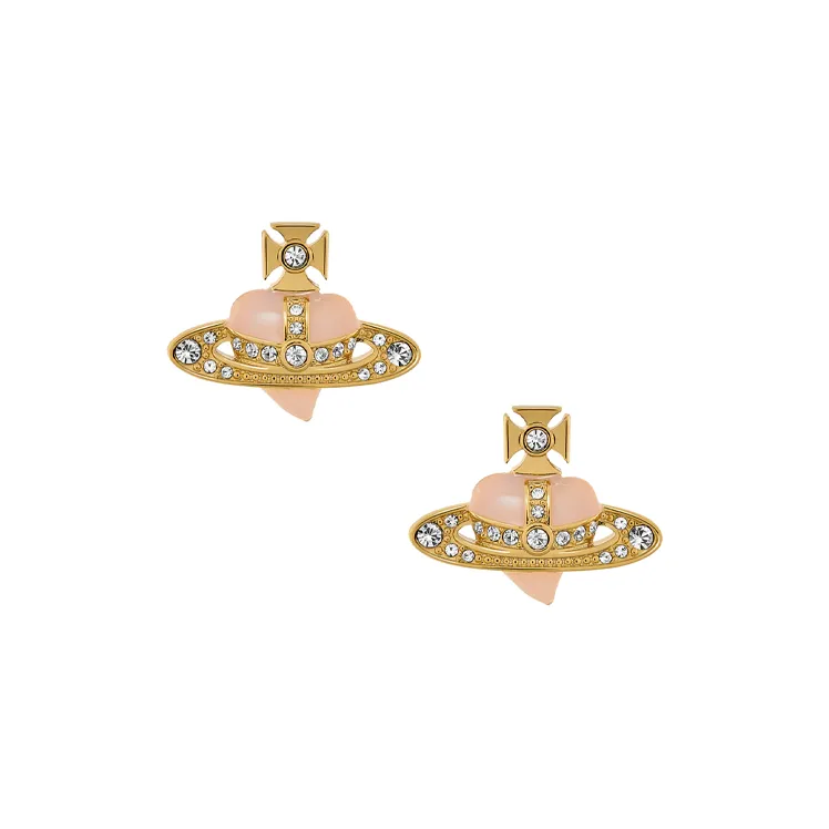 Vivienne Westwood Опал Эмаль Латунь Золото с покрытием Кристалл Серьги-гвоздики Женские Персиковый Золотой