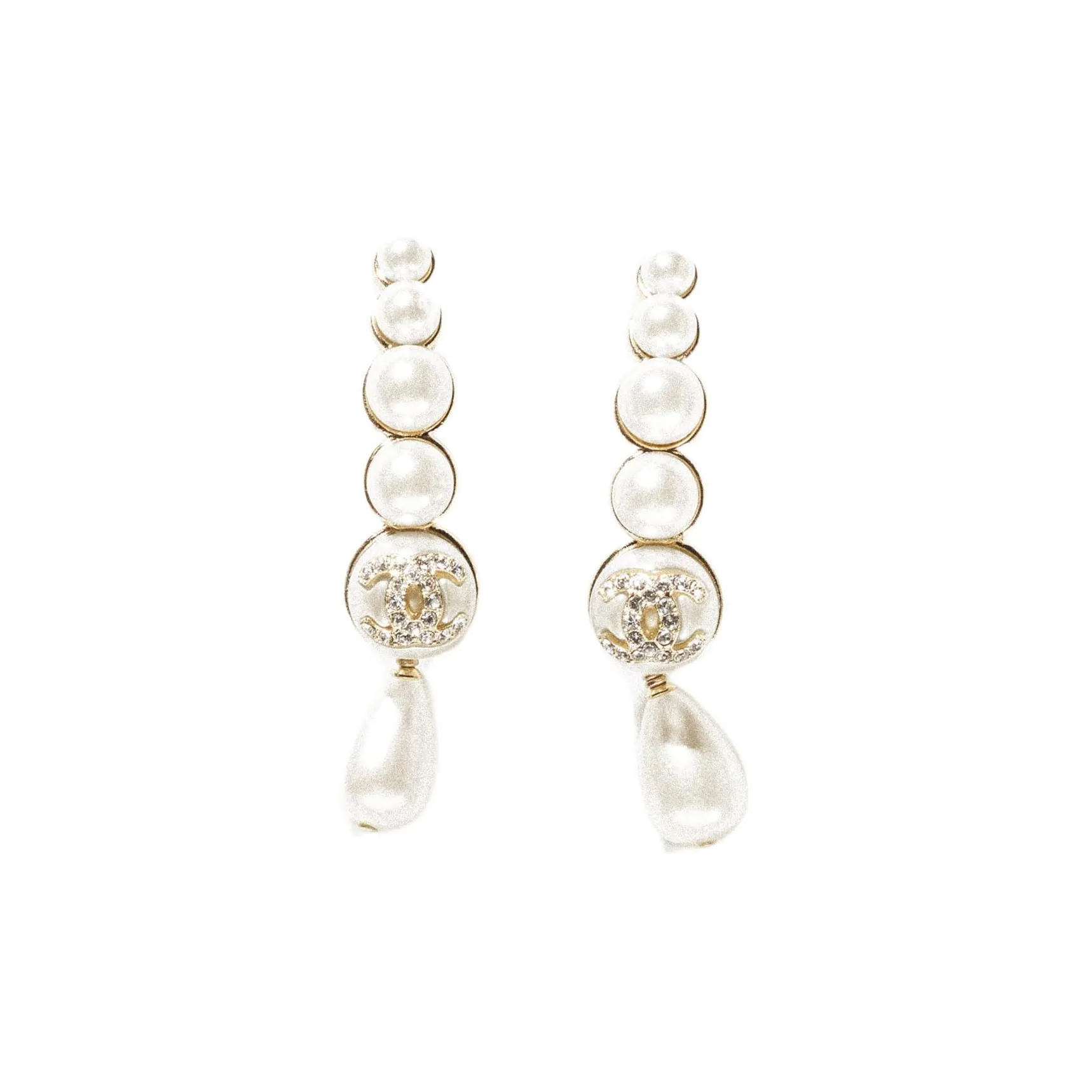 CHANEL Earrings Women's Gold, White
