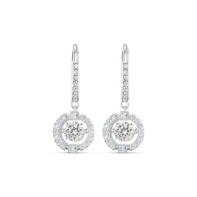 Swarovski Rhodium Plated Perforated Earrings Women's White