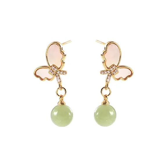 Gramda Hetian Jade Earrings Green Jade Women's