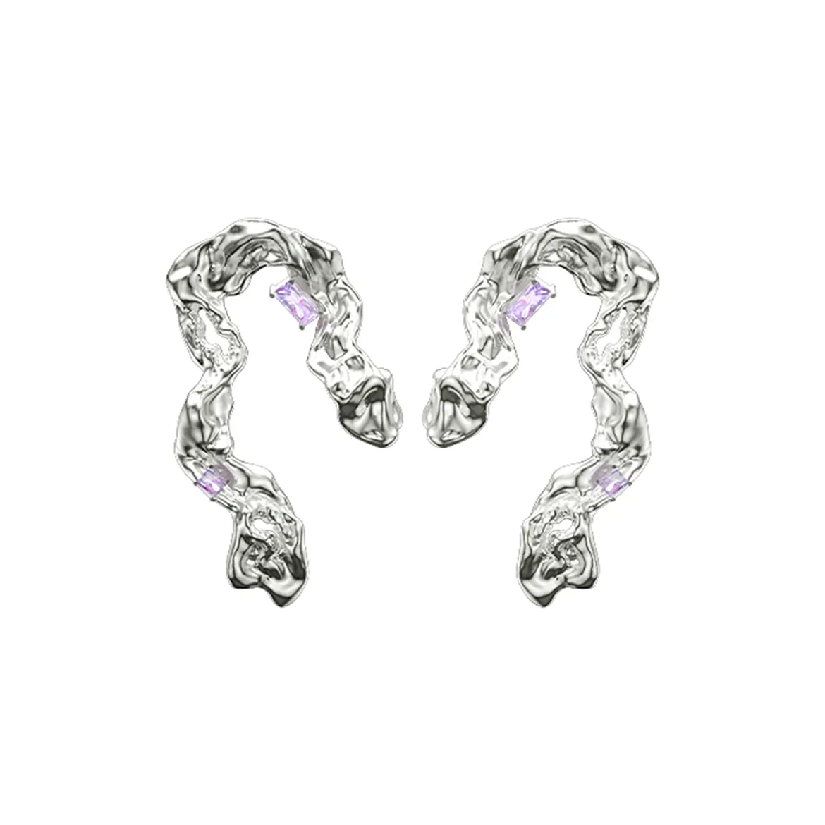 OINICIO Фиолетовый Циркон с покрытием из белого золота медный жидкий шелковый лента серьги-кольца женские