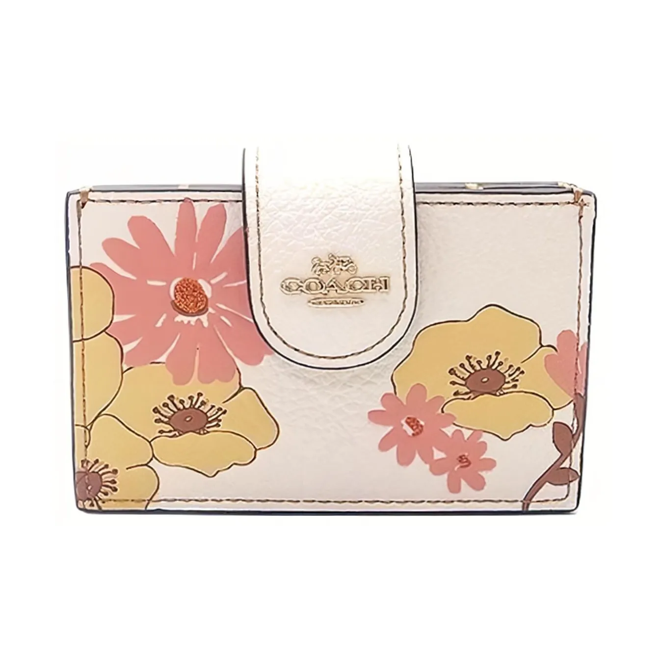COACH Accordion Card Case Кожаный держатель для карт и кошелек Женский Белый