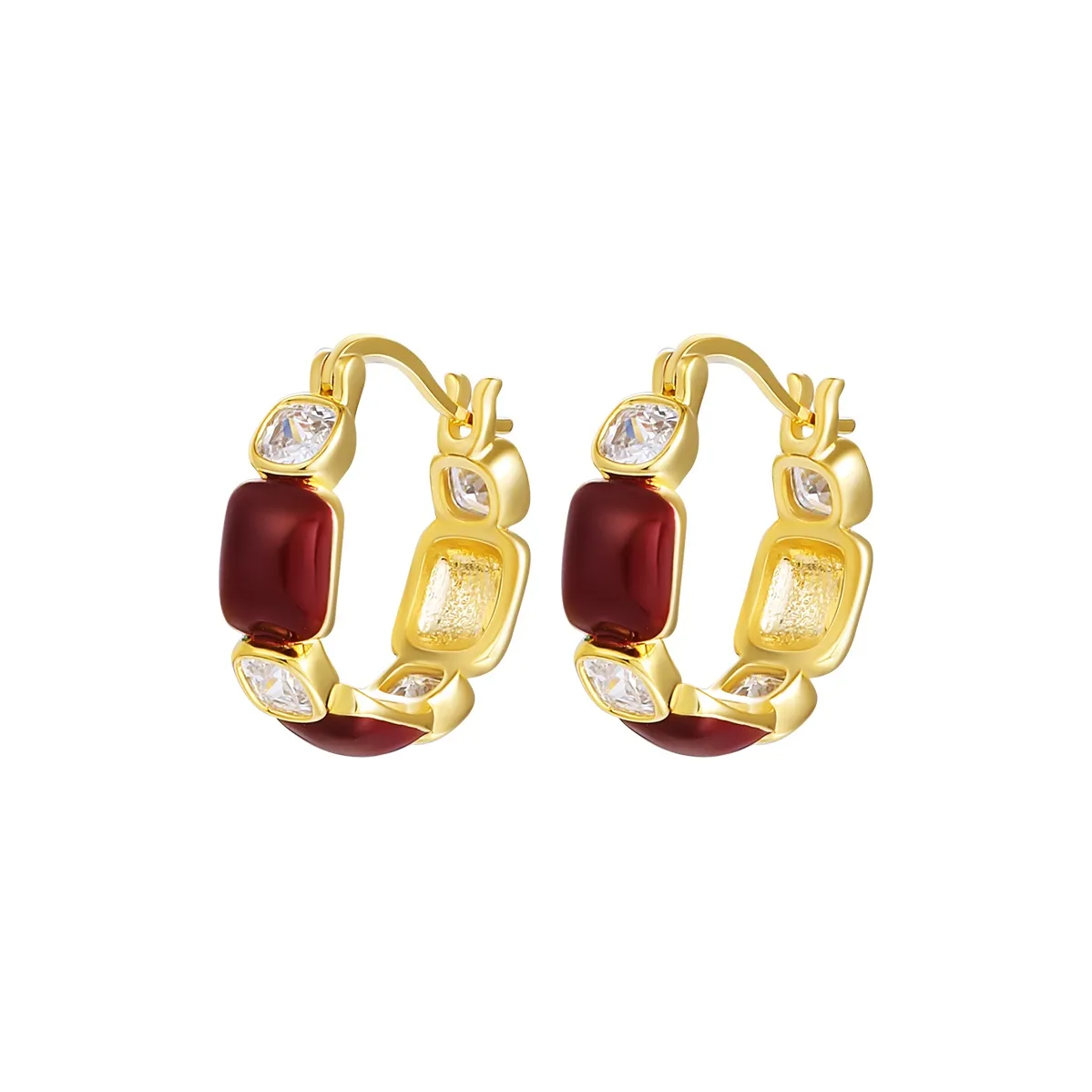 CAROMAY Серьги из меди и сплава женские цвет шампанское золото