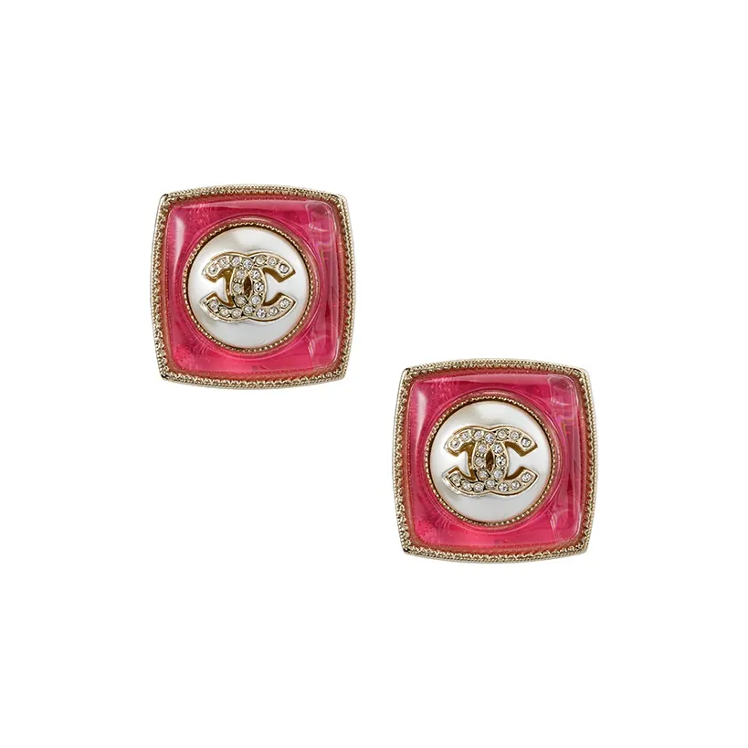 CHANEL 22c Early Spring Earrings Women's Gold, Red