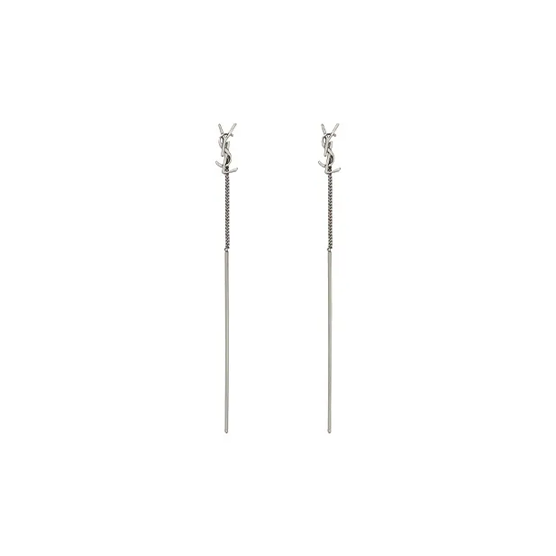 SAINT LAURENT Brass Earrings Women's Silver