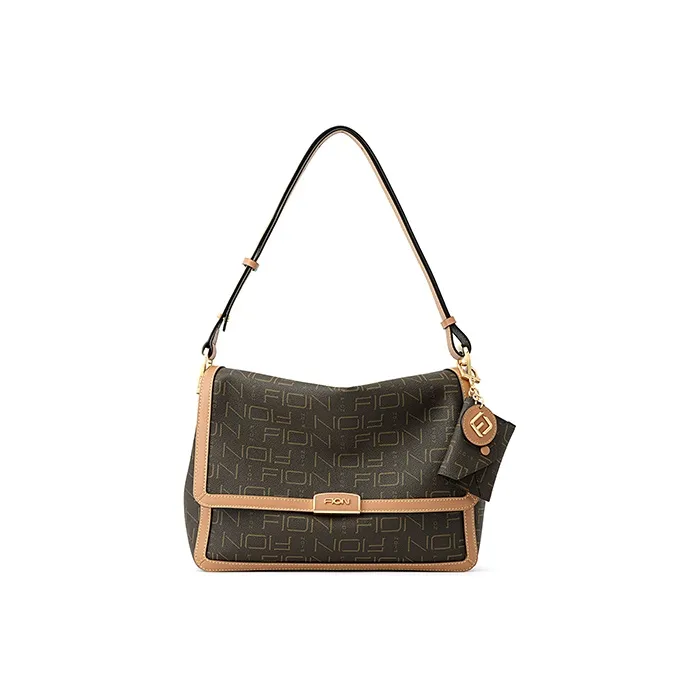 FION Холст Сумка через плечо Женская Кофейная и Верблюжья