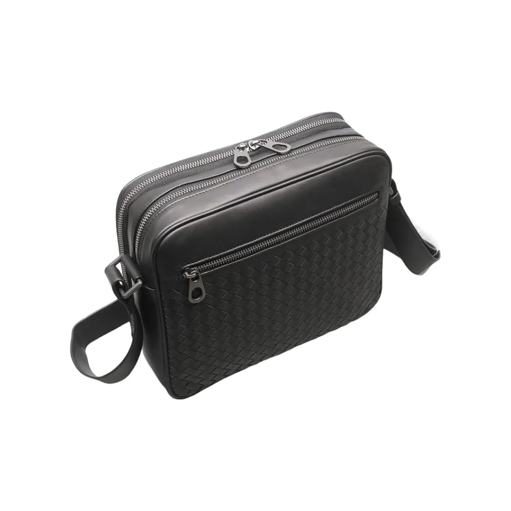 CMLZIUA Сумка через плечо из натуральной коровьей кожи унисекс черного цвета