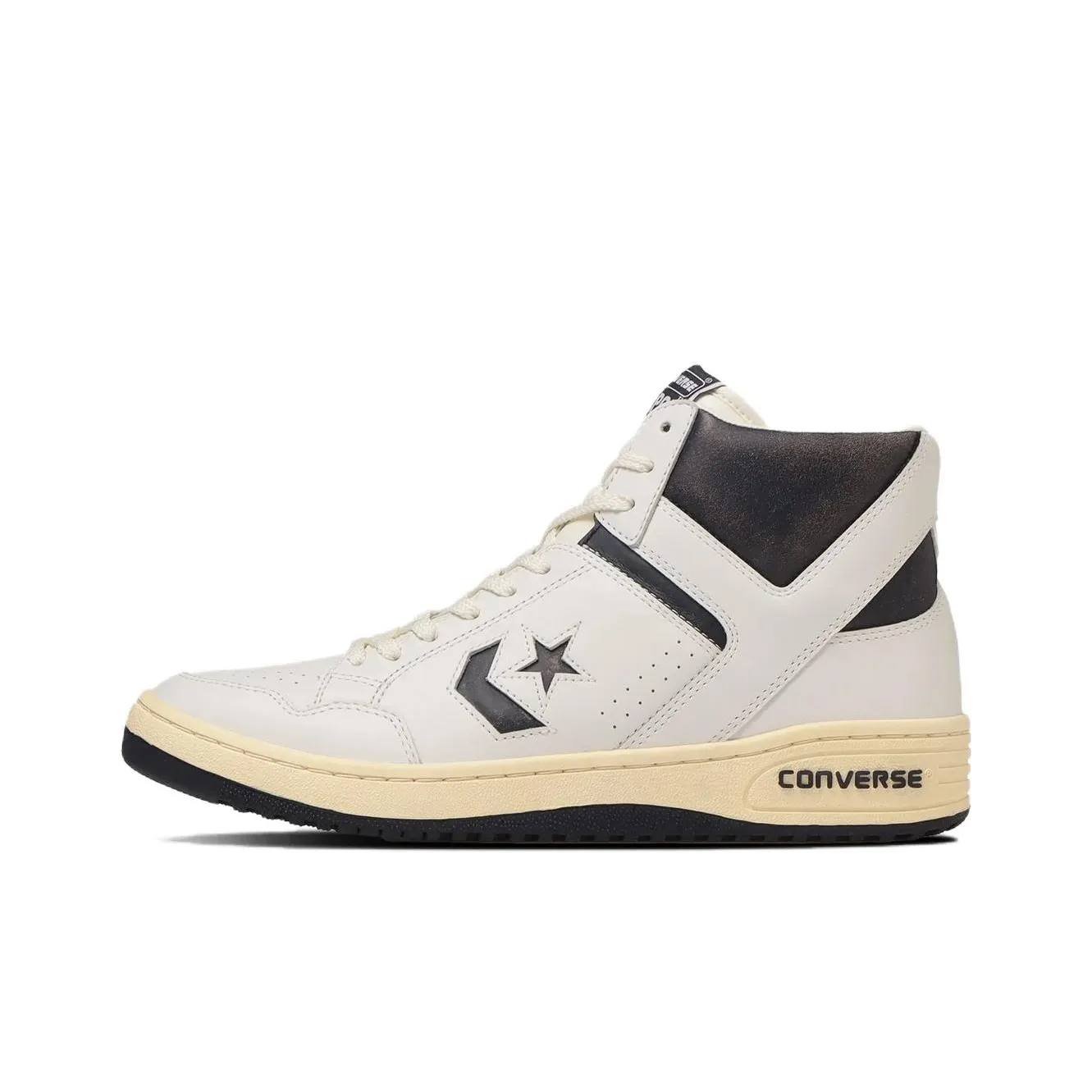 Converse Weapon Collection Slip Resistant Shock Absorbers High Top Skateboard Shoes Unisex White Black Japan Version