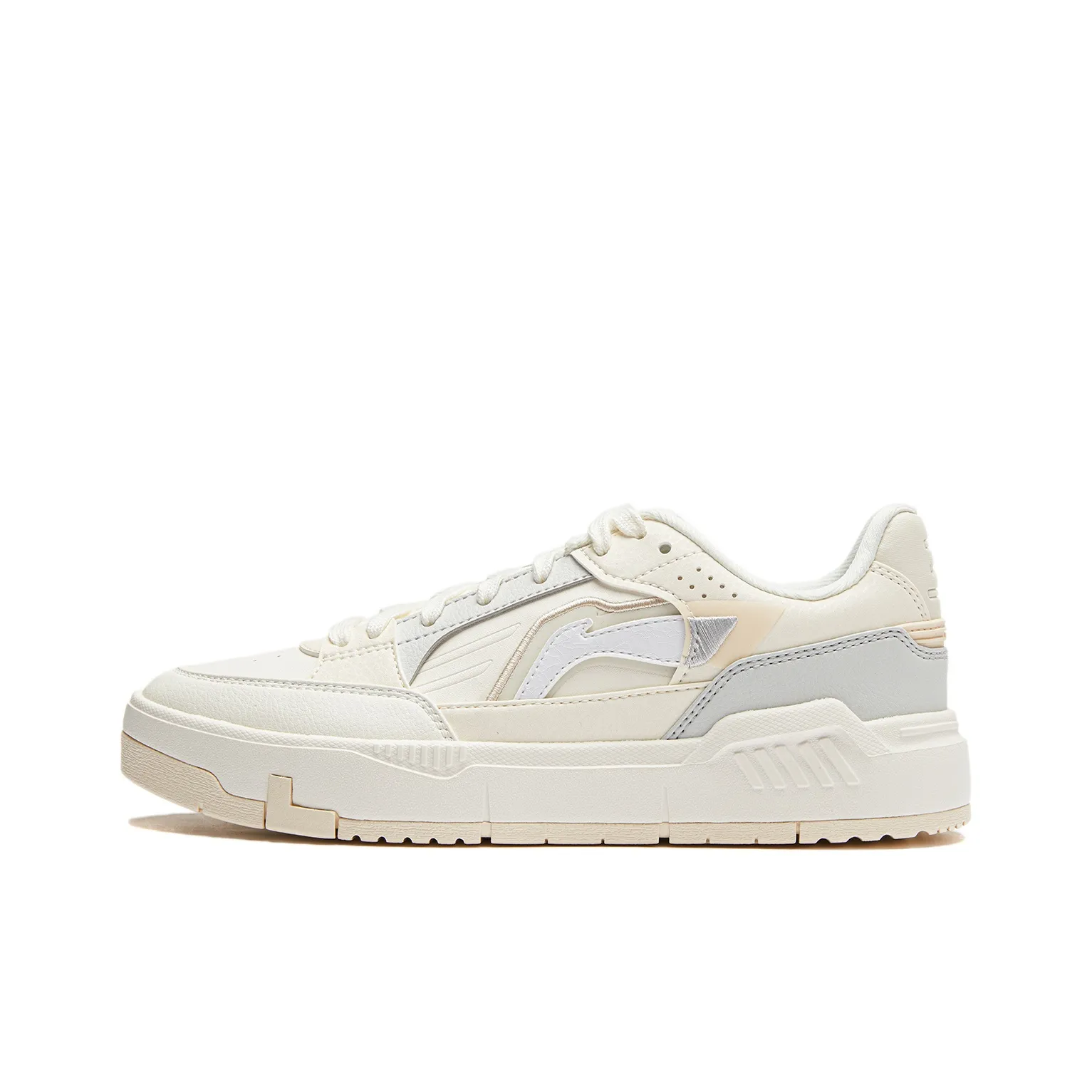 LiNing Common 80s Anti Slip Wear Resistant Low Top Skateboard Shoes Women's White Gray