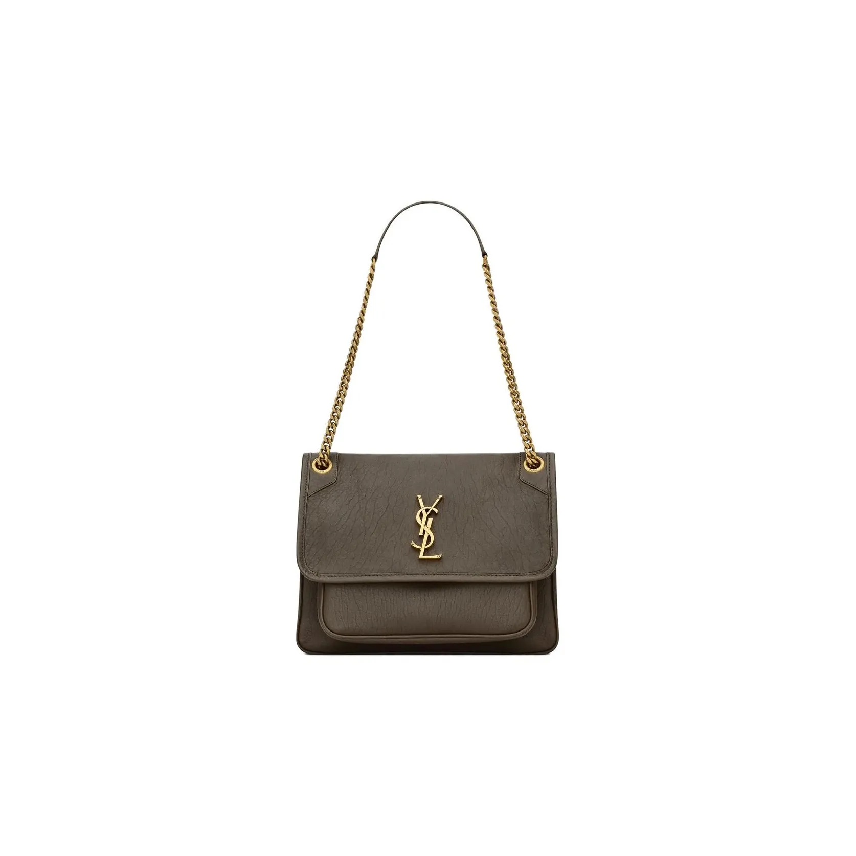 SAINT LAURENT Lambskin Crossbody Bag Medium Size Women's Light Musk