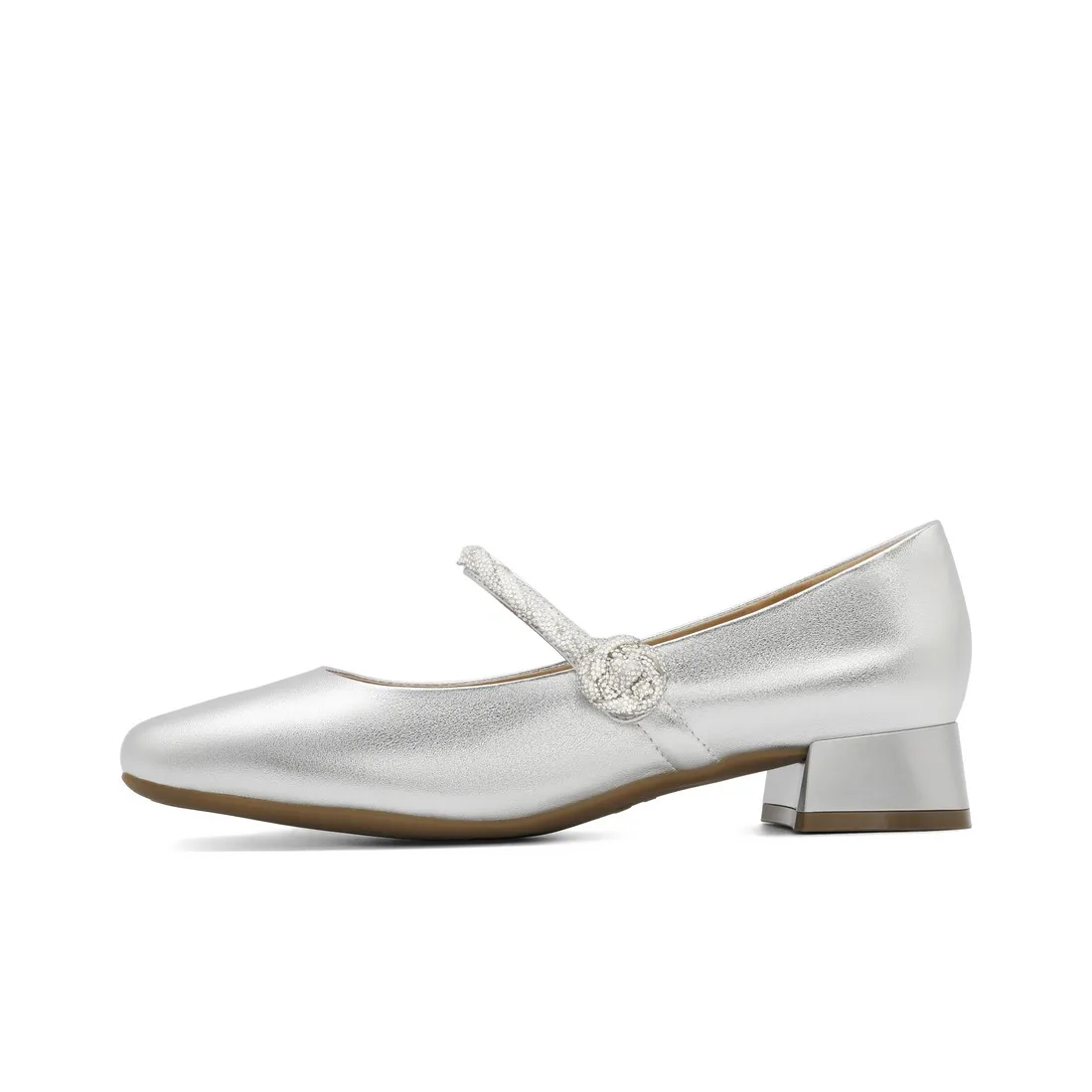 BELLE Квадратный каблук Туфли Мэри Джейн 3 см Женские Серебряные Золотые