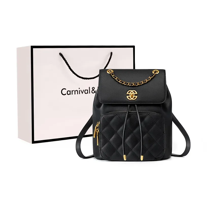 Carnival Keep Рюкзак из коровьей кожи средний женский черный