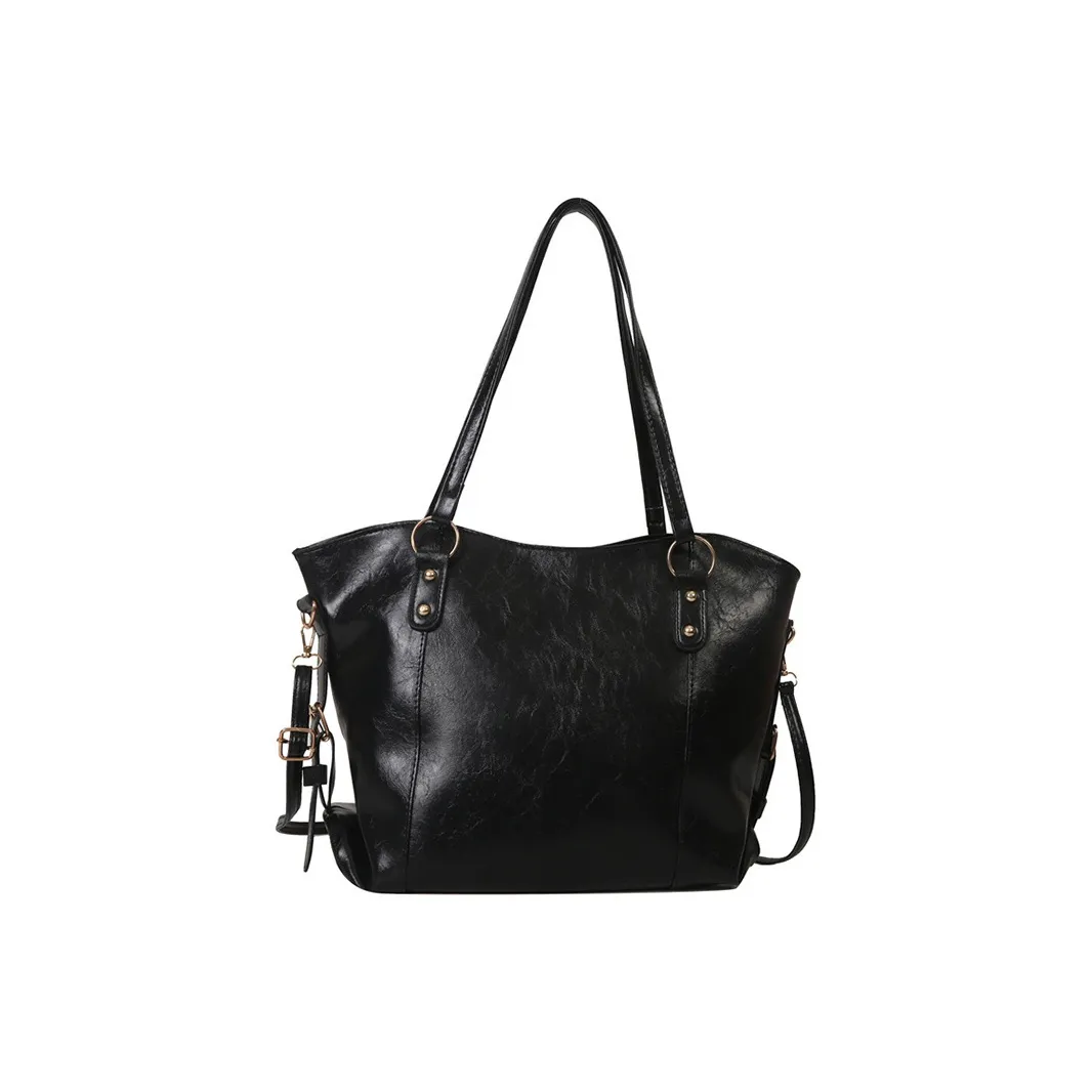 ResNonverba PU Shoulder Bag Women's Black/Ecru/Coffee