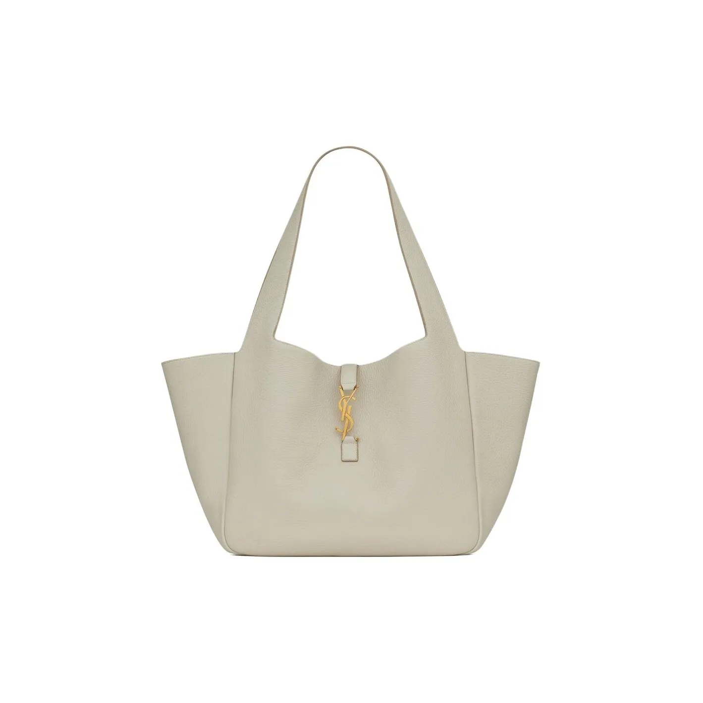 SAINT LAURENT Suede Leather Tote Bag, Shopping Bag, Handbag Women's Vintage White & Dark Beige