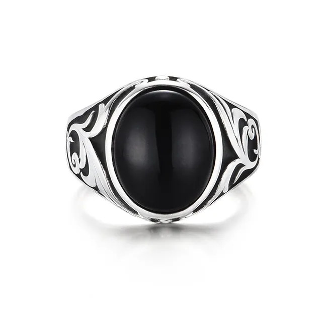 IDEAGEMER Agate & Chalcedony Rings Men's